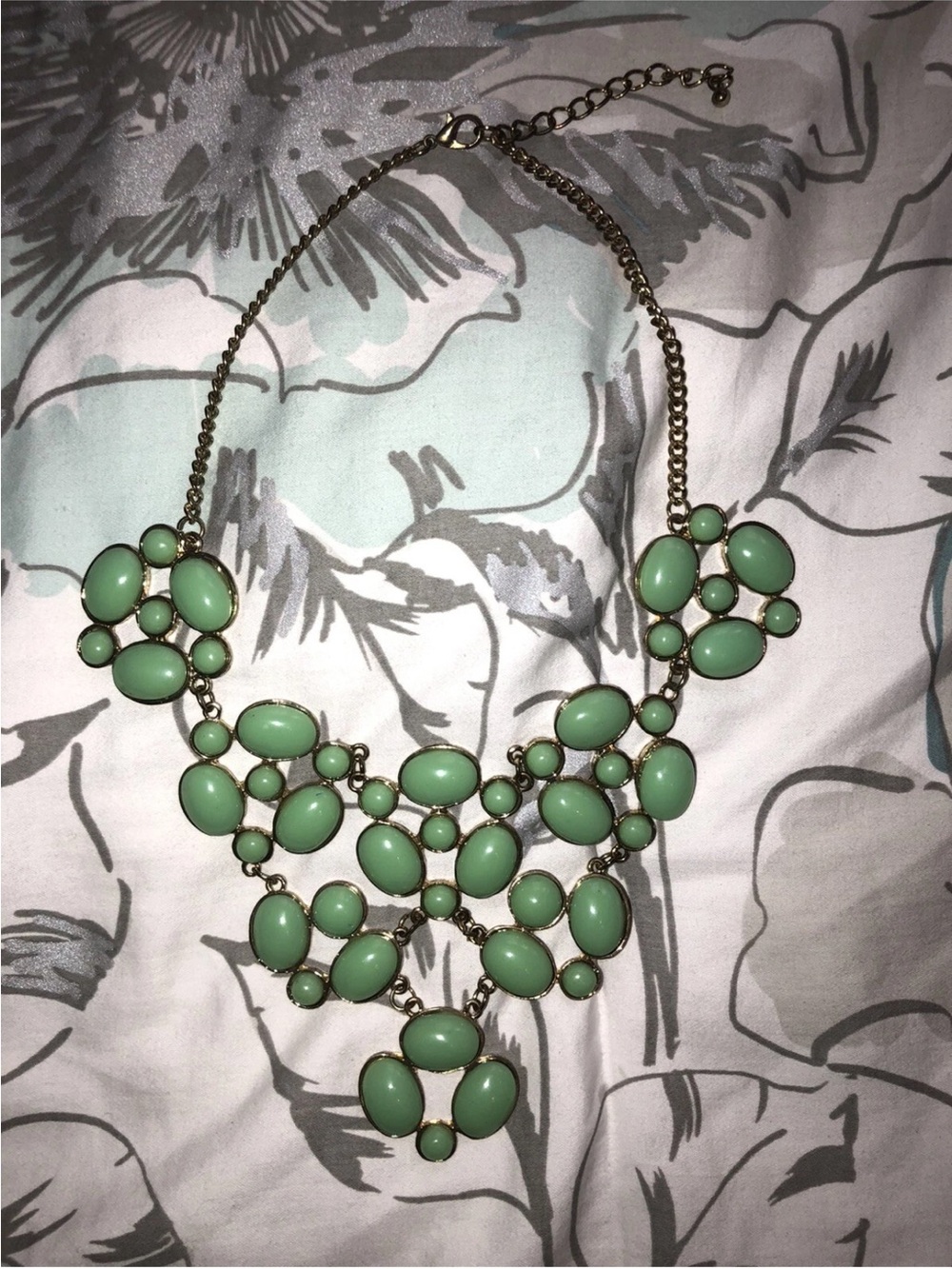 Vintage Turqoise Aqua Blue Green Costume Jewlery Statement Necklace